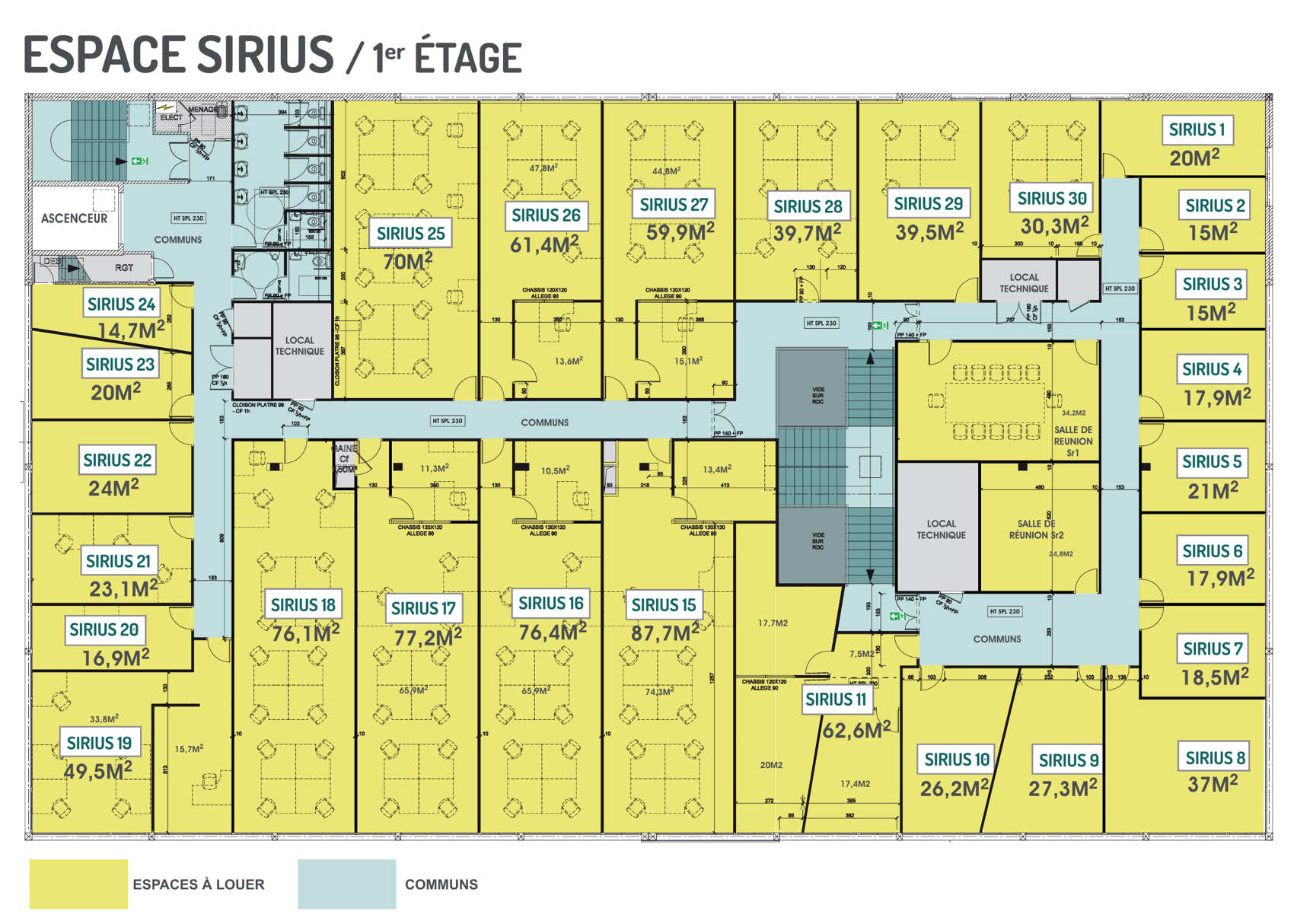 Plan de l'étage SIRIUS — bureaux à louer à Avermes — Là CYTI®