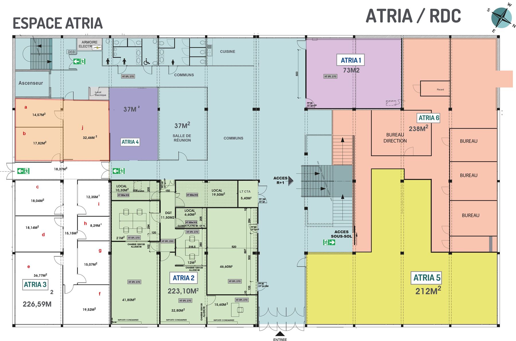 Plan du rez-de-chaussée ATRIA — bureaux et plateaux à louer à Avermes — Là CYTI®