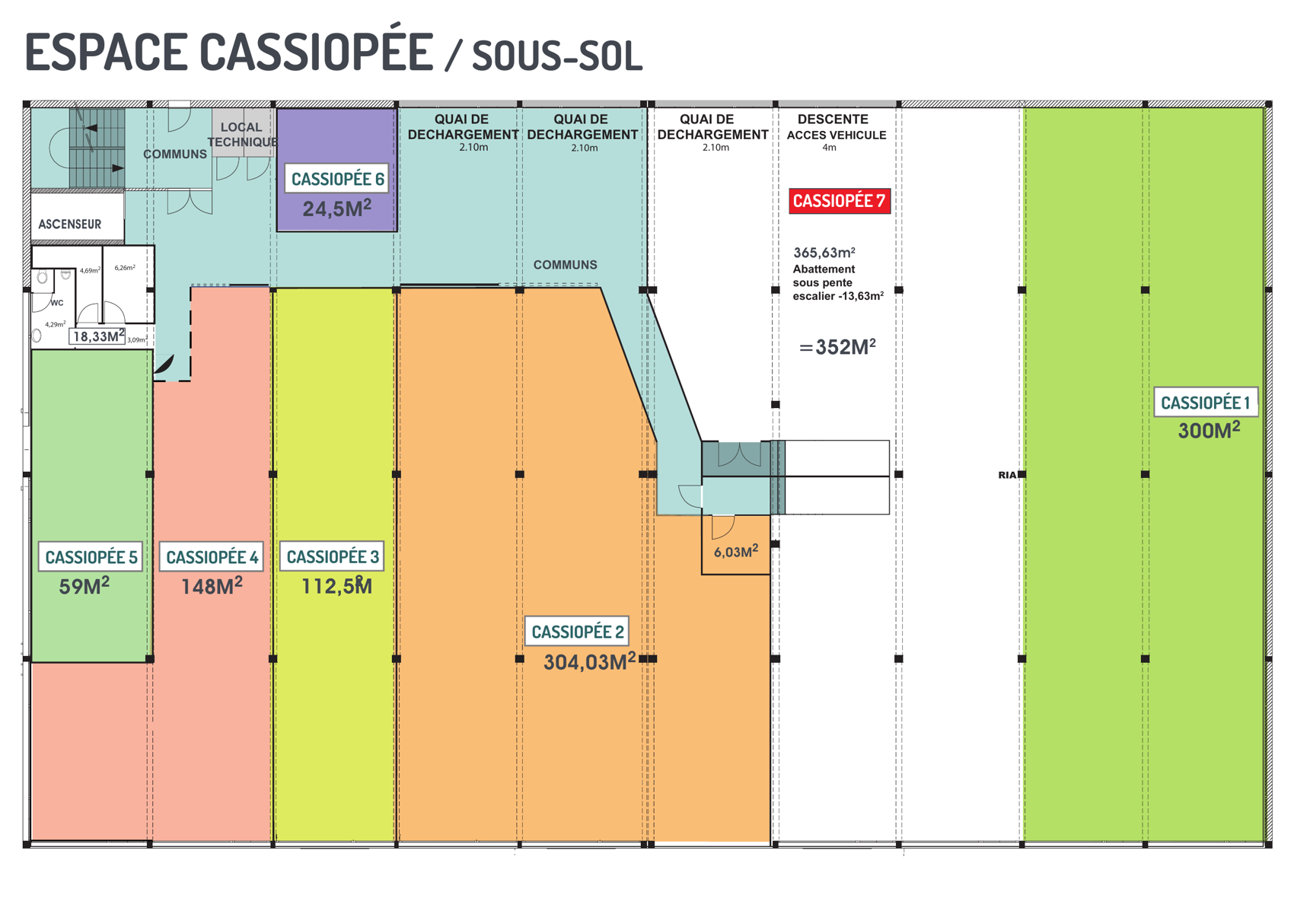 Plan du sous-sol CASSIOPÉE — stockage et entrepôts à louer à Avermes — Là CYTI®